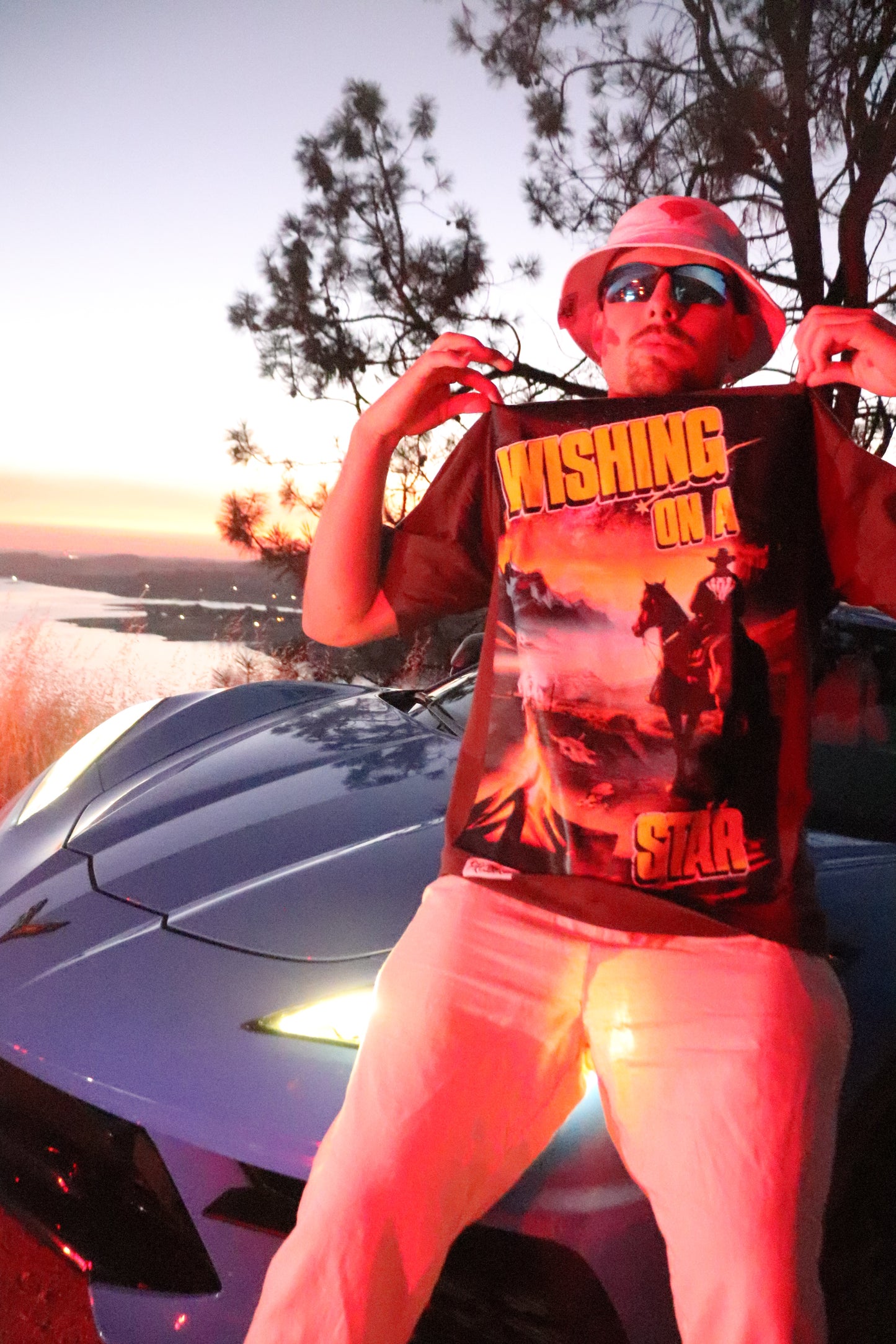 Diamond Pressure Wishing on a Star Brown T Shirt